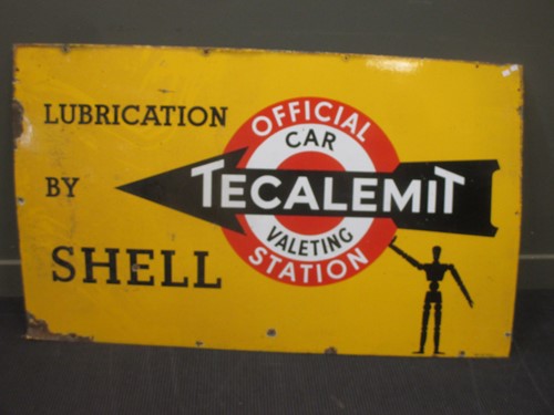 Lot 92 - Two large vintage Shell Tecalemit enamel signs...
