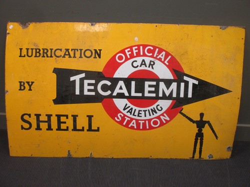 Lot 92 - Two large vintage Shell Tecalemit enamel signs...