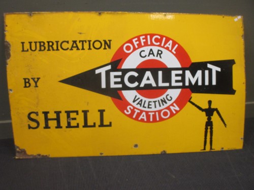 Lot 92 - Two large vintage Shell Tecalemit enamel signs...
