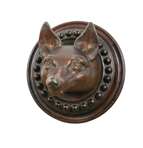 Lot 356 - A late 19th century cold painted cast iron fox mask