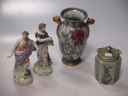 Lot 101 - A floral printed Spode vase, opaque body jam...