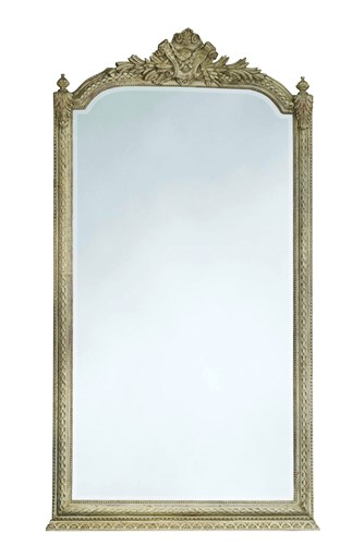Lot 631 - A large French grey painted wall mirror, 20th century