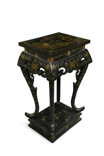 Lot 191 - A Chinese black lacquered stand