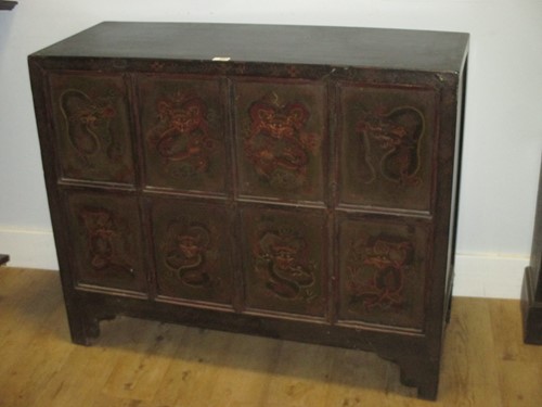 Lot 328 - A Chinese ebonised dragon cabinet 88 x 107 x 42cm