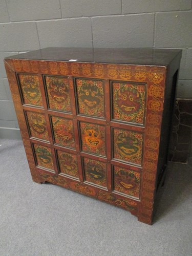 Lot 329 - A Chinese ebonised cabinet 95 x 95 x 44cm