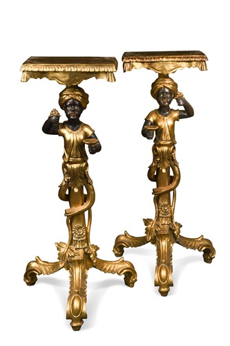 Lot 621 - A pair of Venetian type blackamoor stands, 20th century