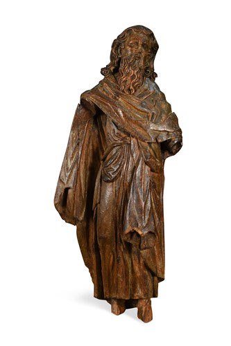 Lot 484 - A pine carving of a saint, probably 17th century