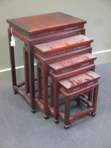 Lot 353 - A nest of four rectangular Chinese wooden...
