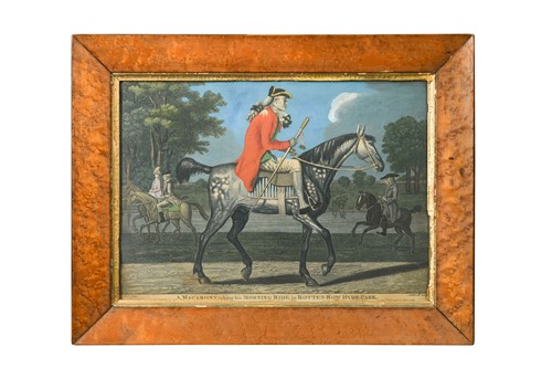 Lot 360 - James Caldwell, after John Collett, 'A Macarony taking his Morning Ride in Rotten-Row, Hyde-Park'
