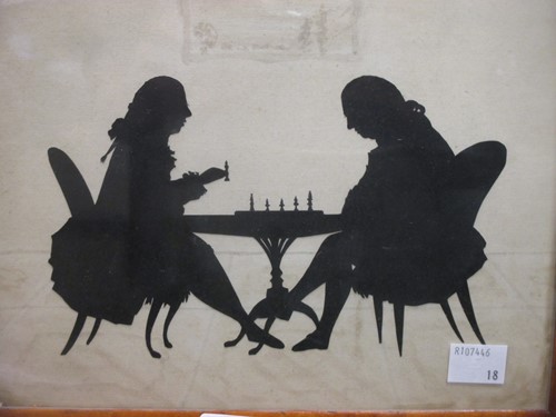 Lot 297 - A silhouette of two 18th Century gentlemen...