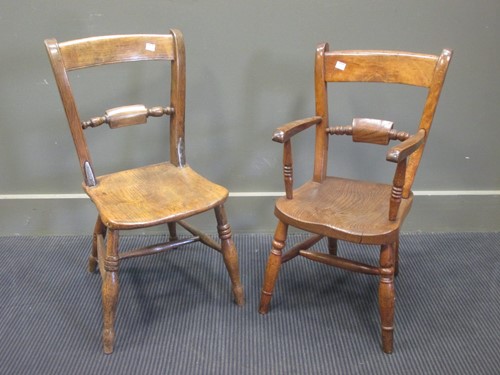 Lot 452 - A 19th century elm childs armchair and another...