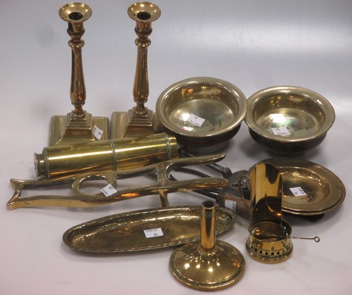 Lot 64 - A 19th century brass boot jack stamped G....