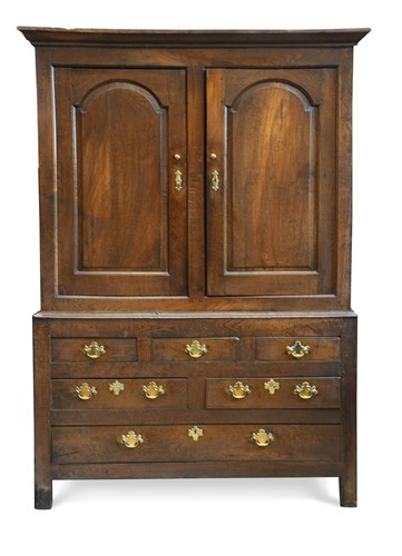 Lot 500 - A George III oak press cupboard