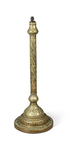 Lot 608 - An Eastern brass standard lamp