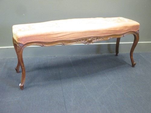 Lot 365 - French Victorian carved walnut end of bed...