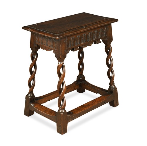 Lot 457 - A pegged oak joint stool, early 20th century