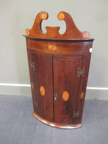 Lot 358 - Edwardian inlaid mahogany bow front corner...