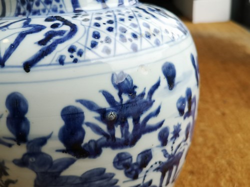 Lot 215 - A Chinese blue and white porcelain vase, in late Ming style
