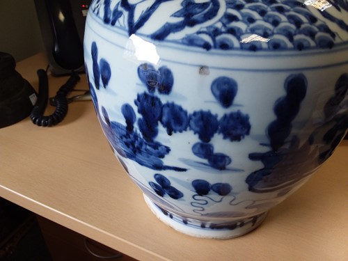 Lot 215 - A Chinese blue and white porcelain vase, in late Ming style