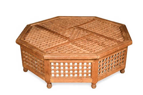 Lot 407 - A Moorish pine octagonal low table, 20th century