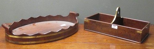 Lot 87 - A Brass banded tray together with a brass...