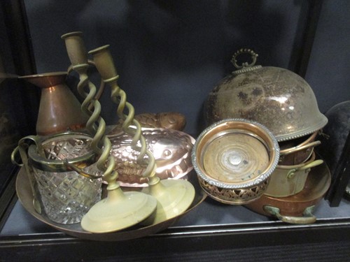 Lot 55 - Copper kitchen ware including mousse moulds...