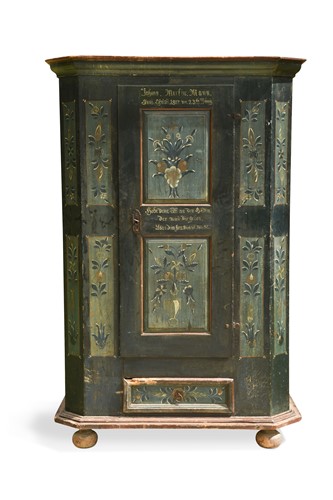 Lot 507 - An Austrian painted wardrobe, dated 1817