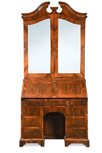 Lot 516 - A Continental rosewood bureau bookcase