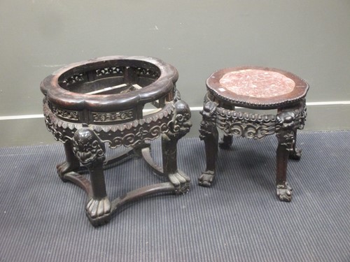 Lot 93 - Two Chinese hardwood jardinière stands (one a/f)