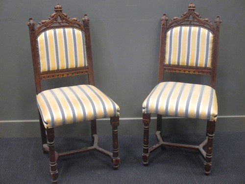 Lot 341 - A pair of Gothic revival side chairs