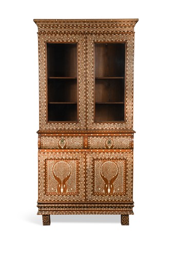 Lot 611 - An Indian bone inlaid teak cabinet, 20th century