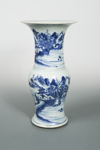 Lot 114 - A Chinese blue and white porcelain Yen Yen vase, late Qing Dynasty circa 1880