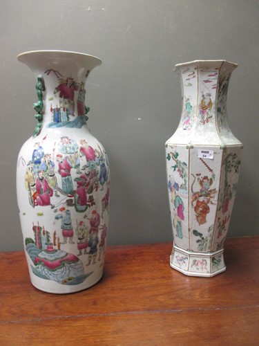 Lot 54 - Three Canton vases, tallest 58cm