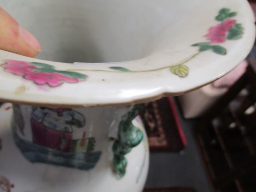 Lot 54 - Three Canton vases, tallest 58cm
