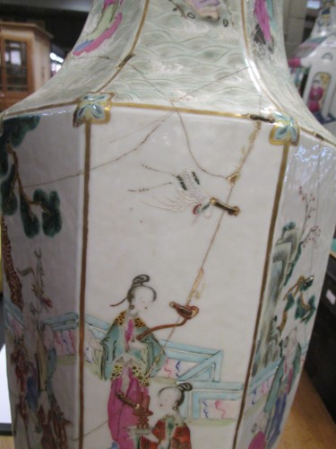 Lot 54 - Three Canton vases, tallest 58cm
