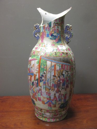 Lot 54 - Three Canton vases, tallest 58cm