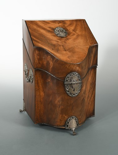 Lot 383 - A George III mahogany knife box