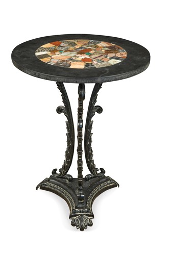 Lot 505 - A Victorian black marble and inlaid specimen stone top occasional table
