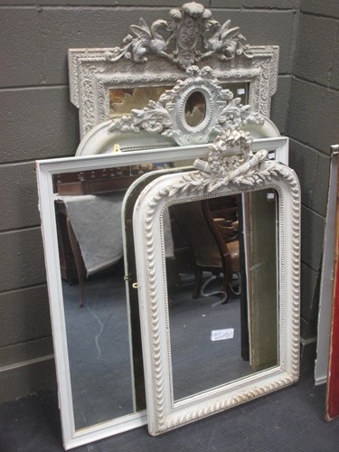 Lot 428 - A 19th century Continental painted wood overmantel mirror