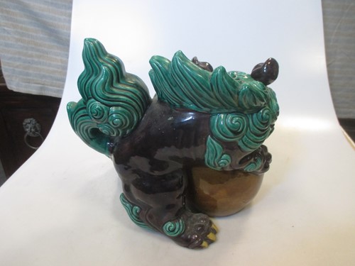 Lot 7 - A Japanese Kutani pottery shi-shi dog circa 1900