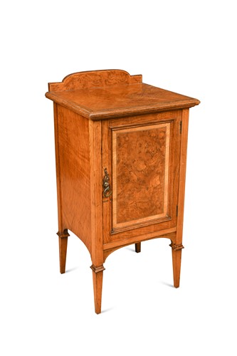 Lot 602 - A late-Victorian burr and pollard-oak bedside cupboard