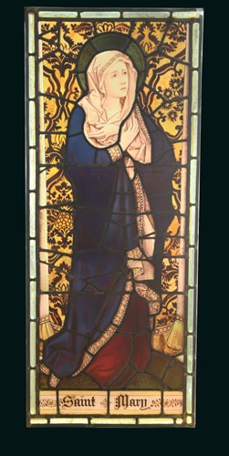 Lot 393 - A 19th century stained glass panel of 'Saint Mary'