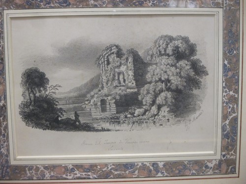 Lot 251 - A pair of 19th century scenic pencil drawings of Sorrento and Naples