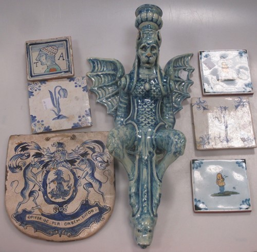 Lot 24 - Five Dutch figural tiles