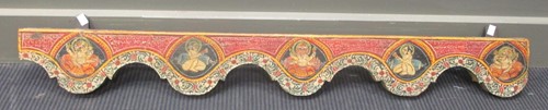 Lot 99 - An Indian polychrome painted frieze, 115cm wide