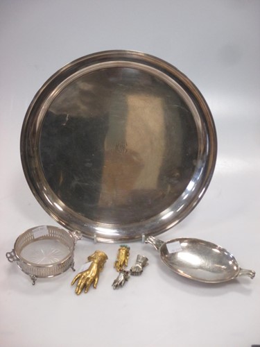 Lot 174 - A silver plated dish, a silver plated salver,...