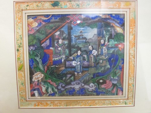 Lot 261 - A Chinese painting on silk; and three framed...