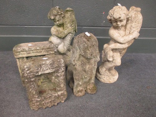 Lot 535 - Five assorted garden concrete ornaments and a...