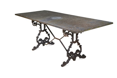 Lot 644 - A slate-topped garden table