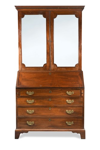 Lot 550 - A George III mahogany bureau bookcase